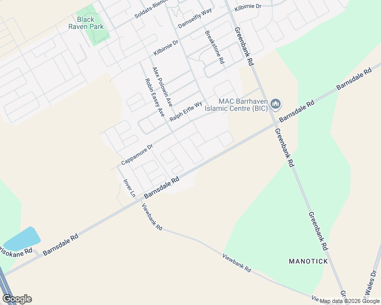 map of restaurants, bars, coffee shops, grocery stores, and more near 133 Maynooth Court in Ottawa