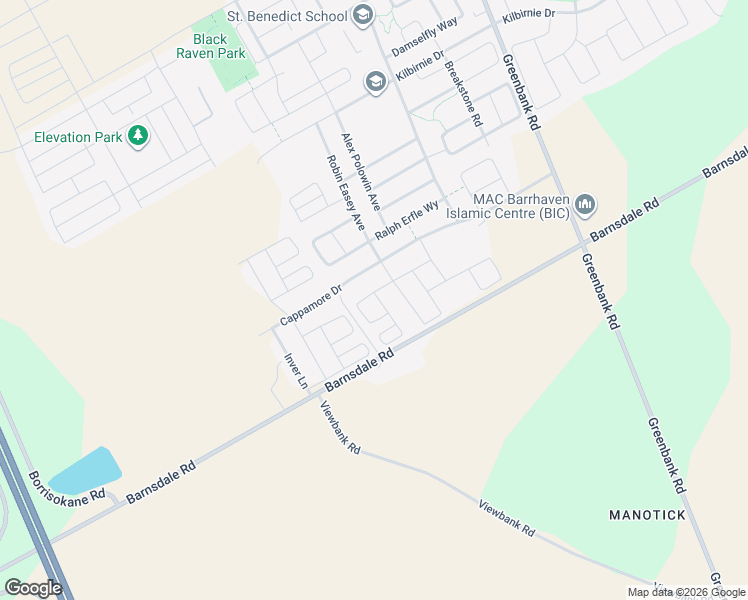 map of restaurants, bars, coffee shops, grocery stores, and more near 301 Drumlish Lane in Ottawa