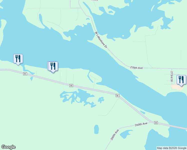 map of restaurants, bars, coffee shops, grocery stores, and more near 26939 267th Street in Holcombe