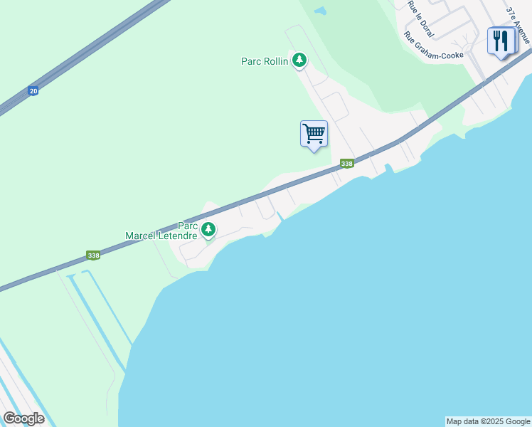 map of restaurants, bars, coffee shops, grocery stores, and more near 116 56e Av in Saint-Zotique