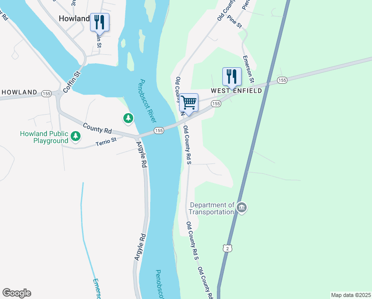 map of restaurants, bars, coffee shops, grocery stores, and more near 157 Old County Road North in Enfield