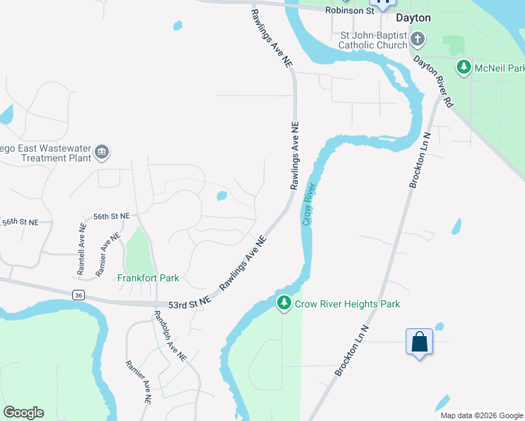 map of restaurants, bars, coffee shops, grocery stores, and more near 5802 Rawlings Avenue Northeast in Otsego