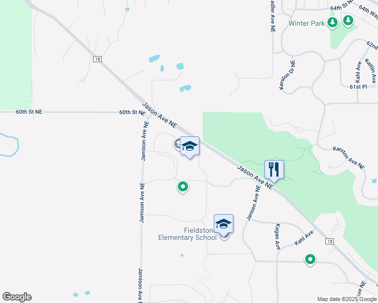 map of restaurants, bars, coffee shops, grocery stores, and more near 5800 Jamison Avenue Northeast in Saint Michael