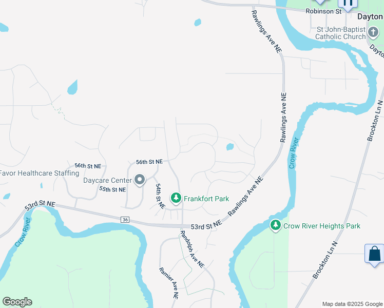 map of restaurants, bars, coffee shops, grocery stores, and more near 17509 57th Street Northeast in Otsego