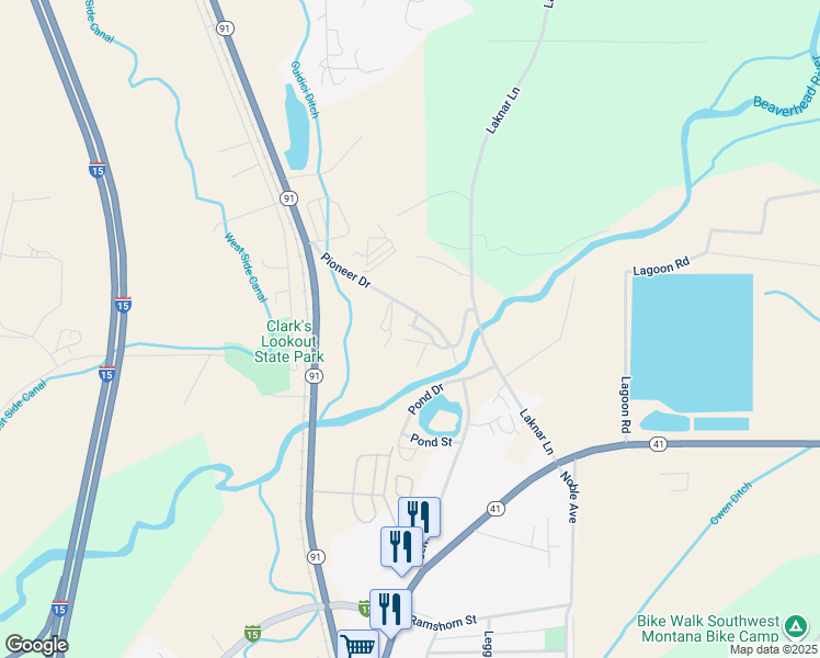 map of restaurants, bars, coffee shops, grocery stores, and more near 250 Pioneer Drive in Dillon