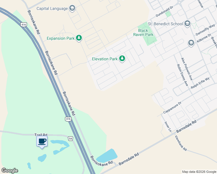 map of restaurants, bars, coffee shops, grocery stores, and more near 380 Appalachian Cir in Ottawa