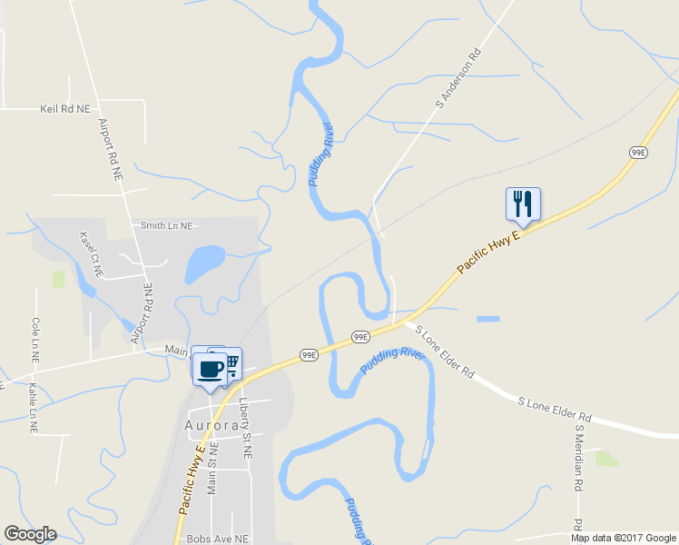 map of restaurants, bars, coffee shops, grocery stores, and more near 5601 South Anderson Road in Aurora