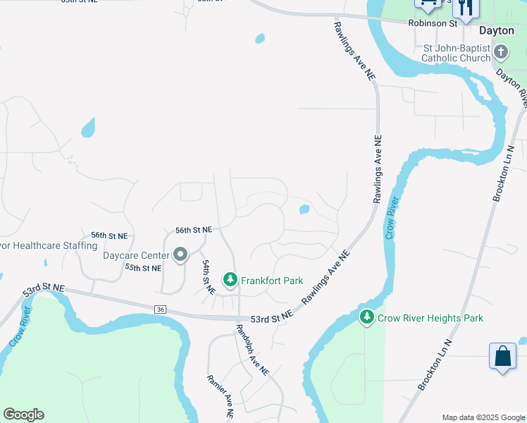 map of restaurants, bars, coffee shops, grocery stores, and more near 17509 57th Street Northeast in Otsego