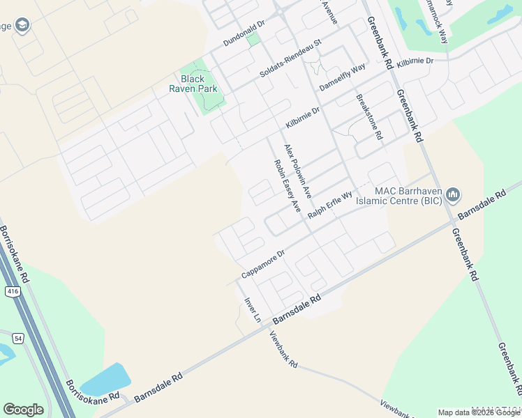 map of restaurants, bars, coffee shops, grocery stores, and more near 61 Teelin Circle in Ottawa