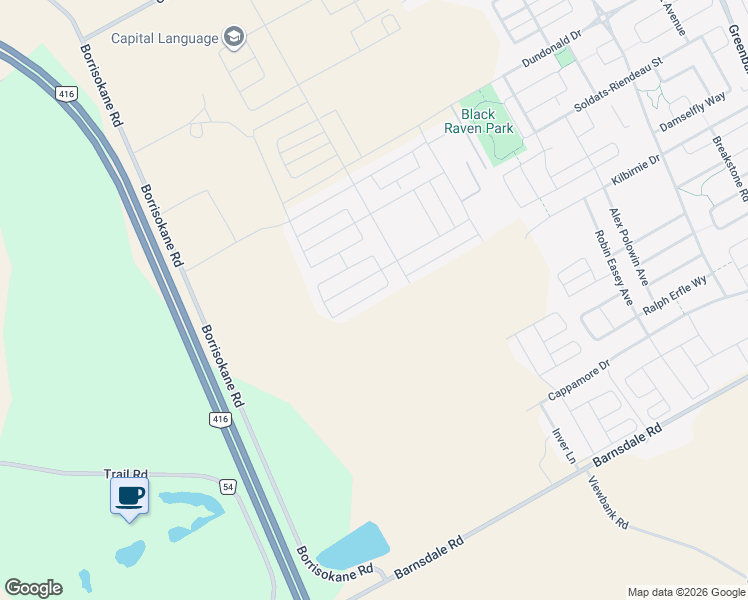 map of restaurants, bars, coffee shops, grocery stores, and more near 404 Appalachian Cir in Ottawa