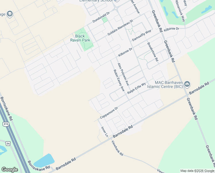map of restaurants, bars, coffee shops, grocery stores, and more near 58 Teelin Circle in Ottawa
