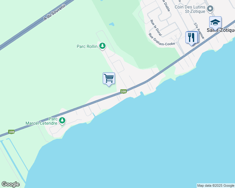 map of restaurants, bars, coffee shops, grocery stores, and more near 1560 Rue Principale in Saint-Zotique