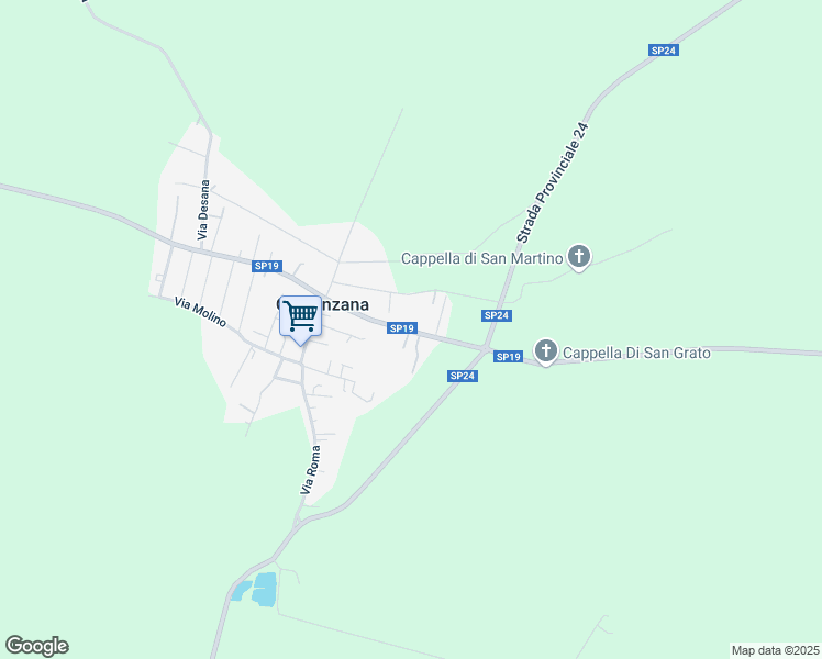 map of restaurants, bars, coffee shops, grocery stores, and more near 69 Via Pertengo in Costanzana