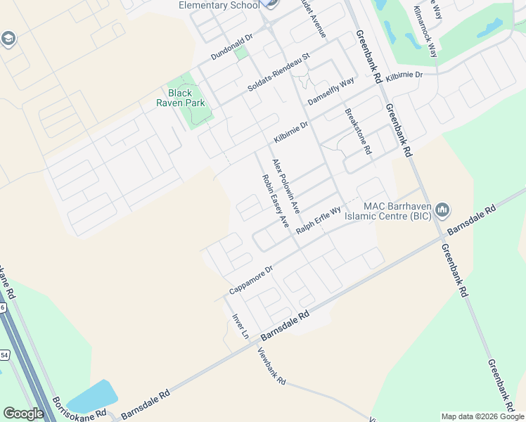 map of restaurants, bars, coffee shops, grocery stores, and more near 1 Teelin Circle in Ottawa