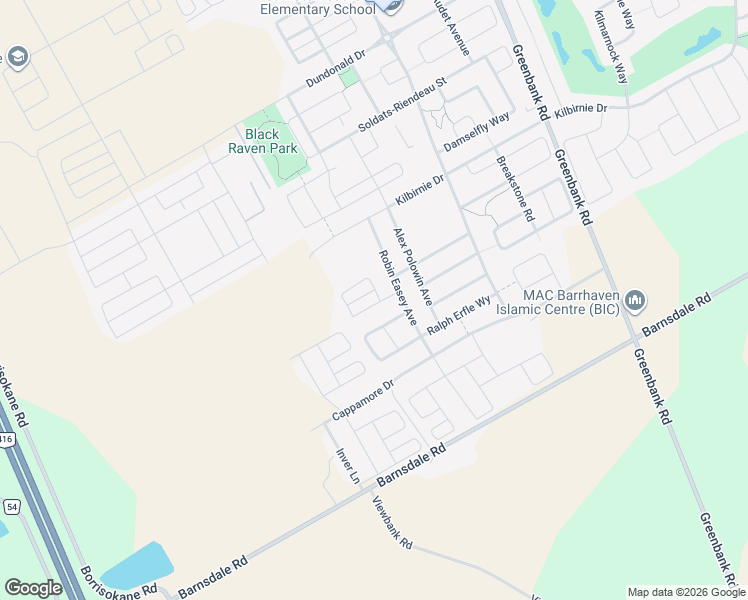 map of restaurants, bars, coffee shops, grocery stores, and more near 40 Teelin Circle in Ottawa