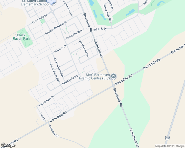 map of restaurants, bars, coffee shops, grocery stores, and more near 720 Cappamore Drive in Ottawa