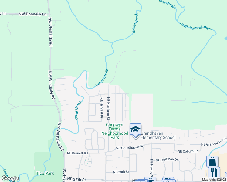 map of restaurants, bars, coffee shops, grocery stores, and more near 3775 Northeast Joel Street in McMinnville
