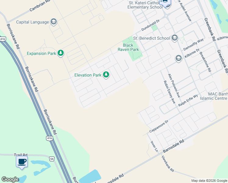 map of restaurants, bars, coffee shops, grocery stores, and more near 744 Eminence Street in Ottawa