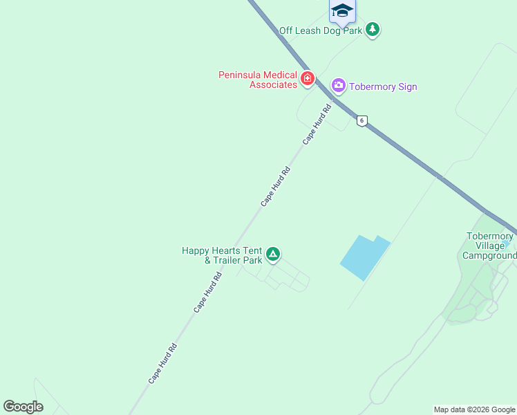 map of restaurants, bars, coffee shops, grocery stores, and more near 61 Cape Hurd Road in Tobermory