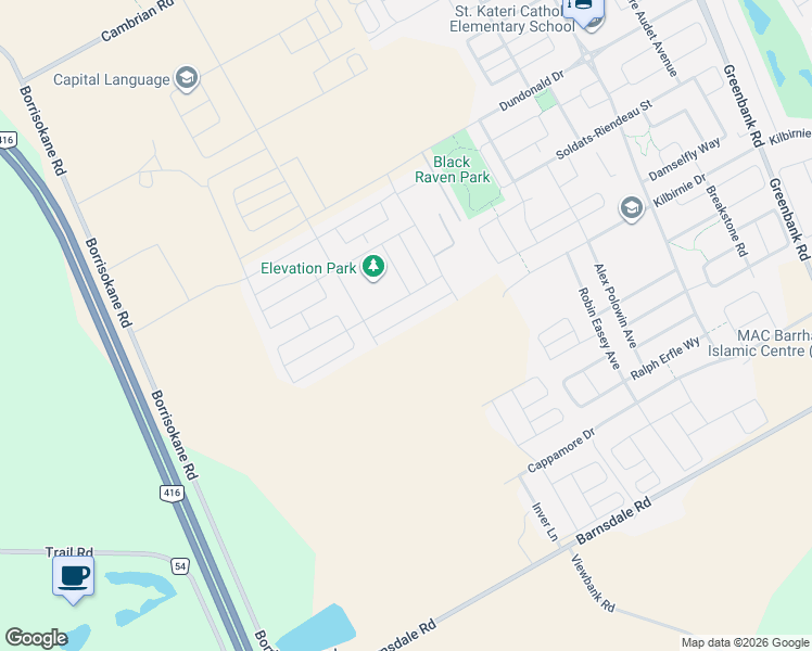 map of restaurants, bars, coffee shops, grocery stores, and more near 748 Eminence Street in Ottawa