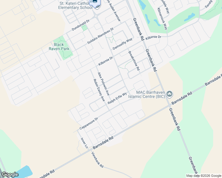 map of restaurants, bars, coffee shops, grocery stores, and more near 53 Boddington Street in Ottawa