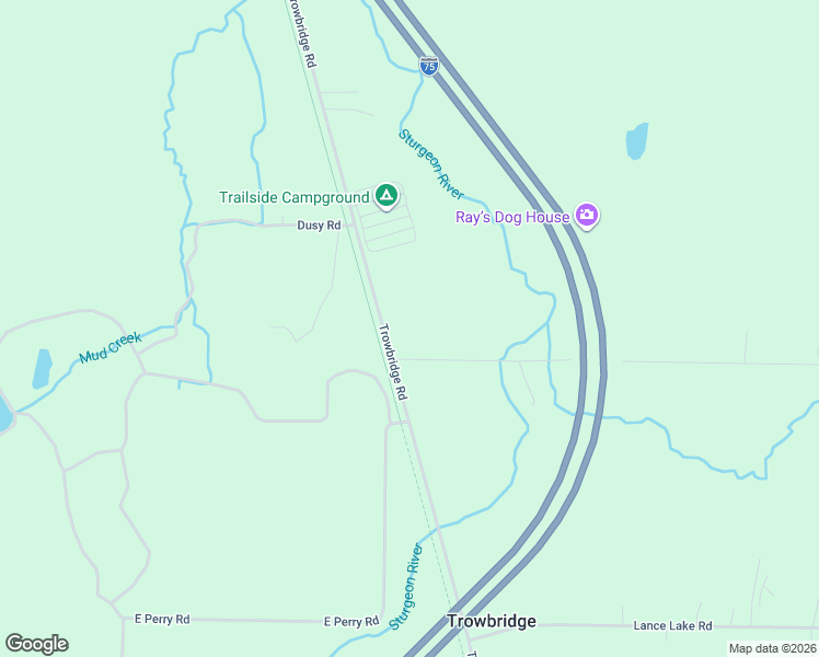 map of restaurants, bars, coffee shops, grocery stores, and more near 4947 Freeway Trail in Wolverine