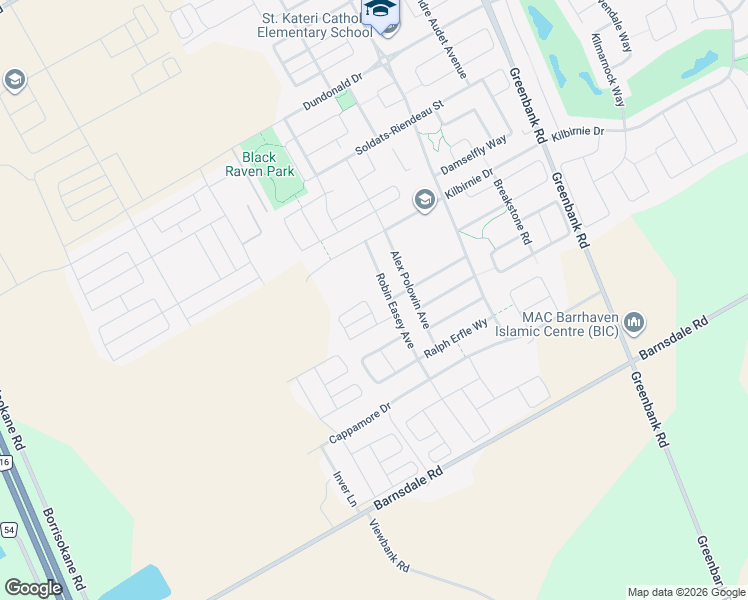 map of restaurants, bars, coffee shops, grocery stores, and more near 135 Teelin Circle in Ottawa