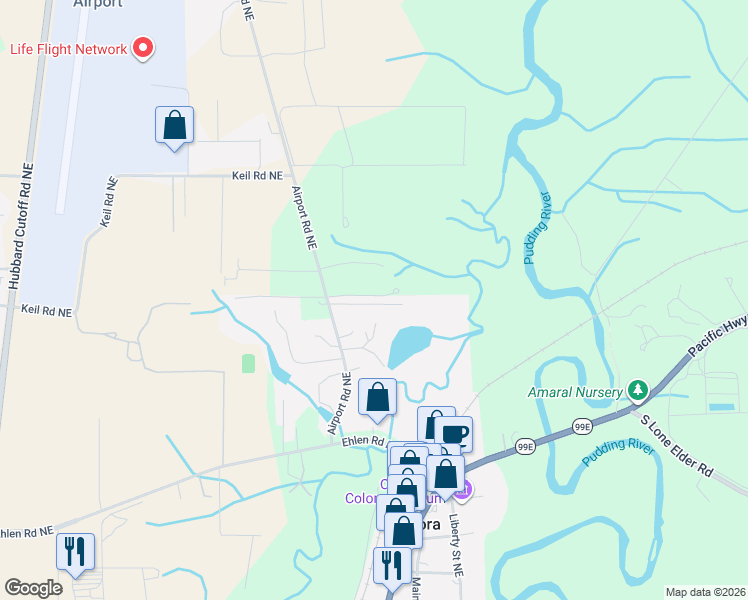 map of restaurants, bars, coffee shops, grocery stores, and more near 14785 Smith Lane Northeast in Aurora