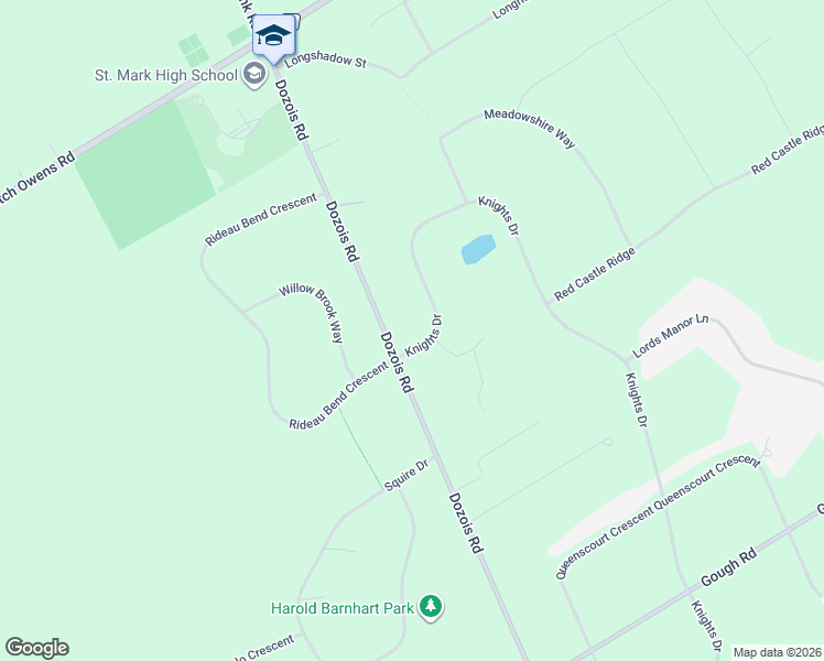 map of restaurants, bars, coffee shops, grocery stores, and more near 6152 Knights Drive in Ottawa
