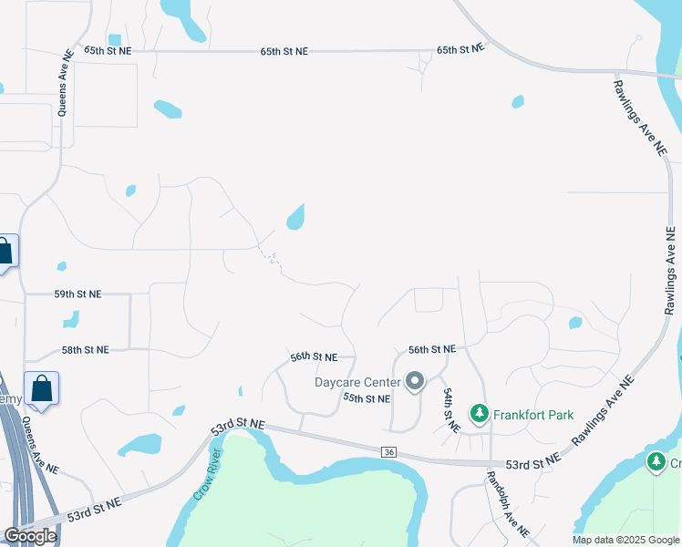 map of restaurants, bars, coffee shops, grocery stores, and more near 5944 Radford Avenue Northeast in Otsego