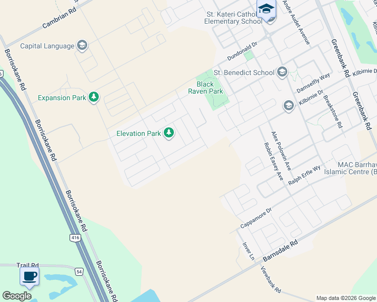 map of restaurants, bars, coffee shops, grocery stores, and more near 765 Eminence Street in Ottawa