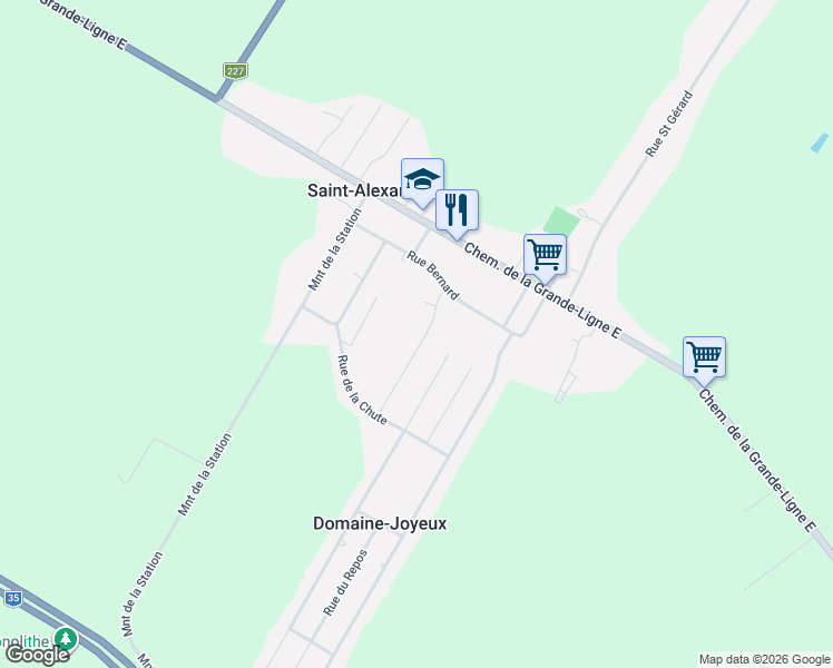 map of restaurants, bars, coffee shops, grocery stores, and more near 409 Rue Boulais in Montérégie