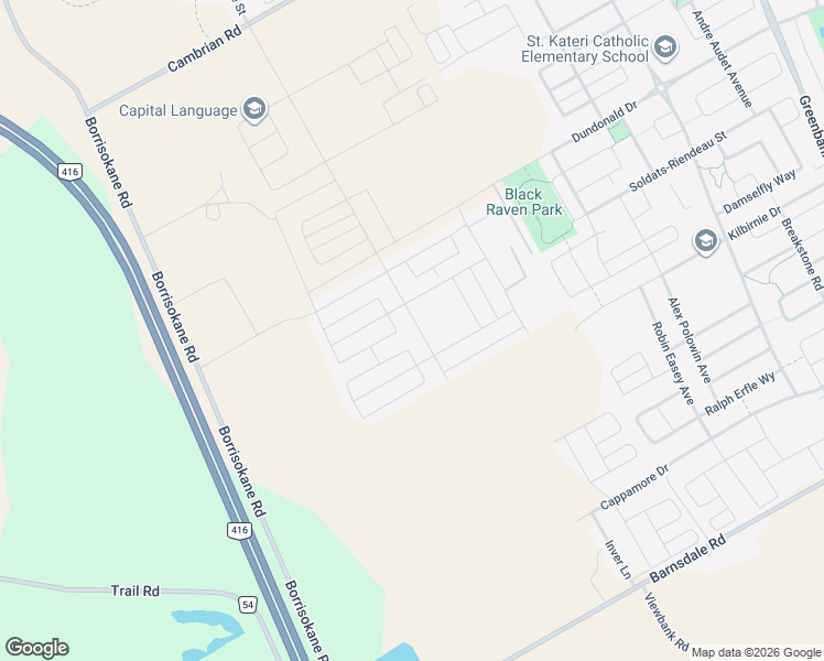 map of restaurants, bars, coffee shops, grocery stores, and more near Unnamed Road in Ottawa