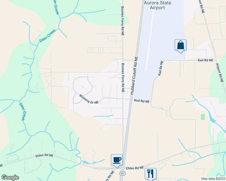 map of restaurants, bars, coffee shops, grocery stores, and more near 22025 Camellia Avenue Northeast in Aurora