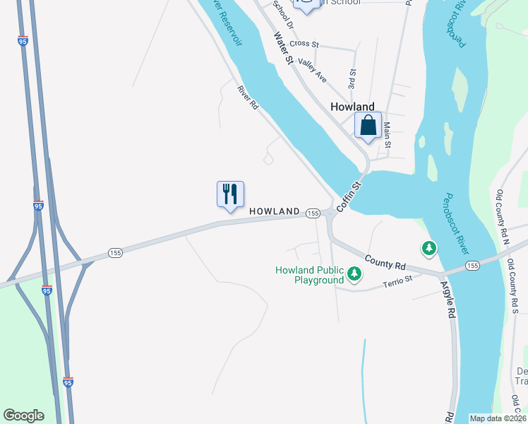 map of restaurants, bars, coffee shops, grocery stores, and more near 25 Lagrange Road in Howland