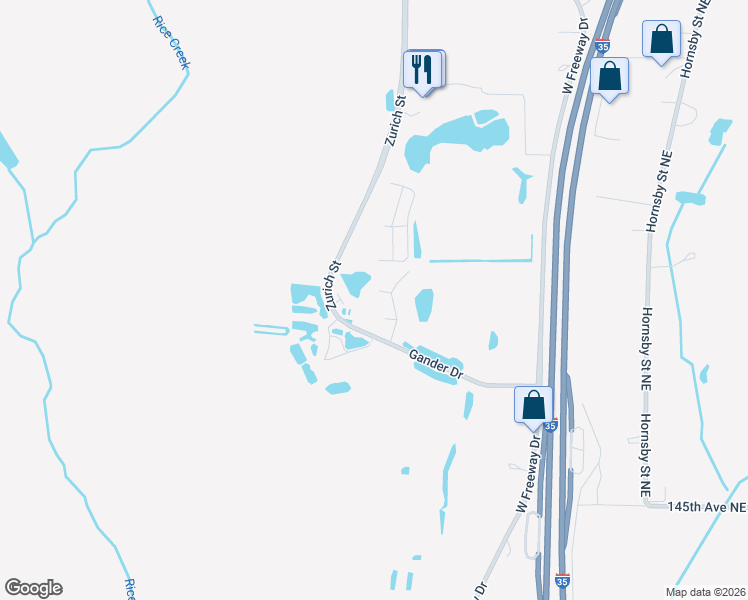 map of restaurants, bars, coffee shops, grocery stores, and more near 9165 Gander Drive in Columbus