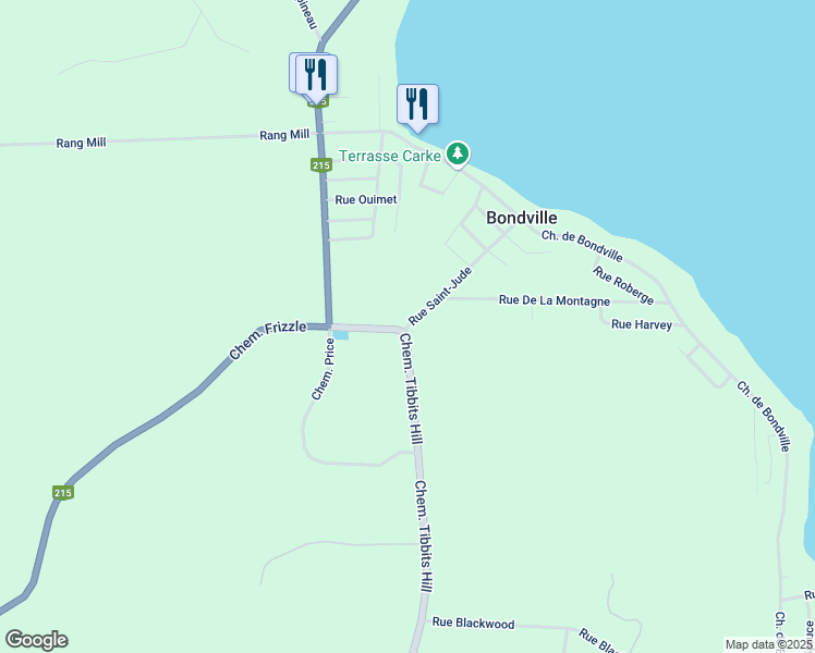 map of restaurants, bars, coffee shops, grocery stores, and more near 40 Rue Saint Jude in Knowlton