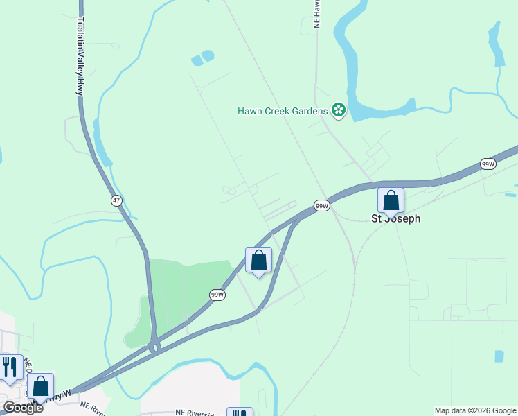 map of restaurants, bars, coffee shops, grocery stores, and more near 3170 Lone Oak Road North in McMinnville
