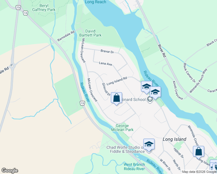 map of restaurants, bars, coffee shops, grocery stores, and more near 1123 Claire Place in Ottawa