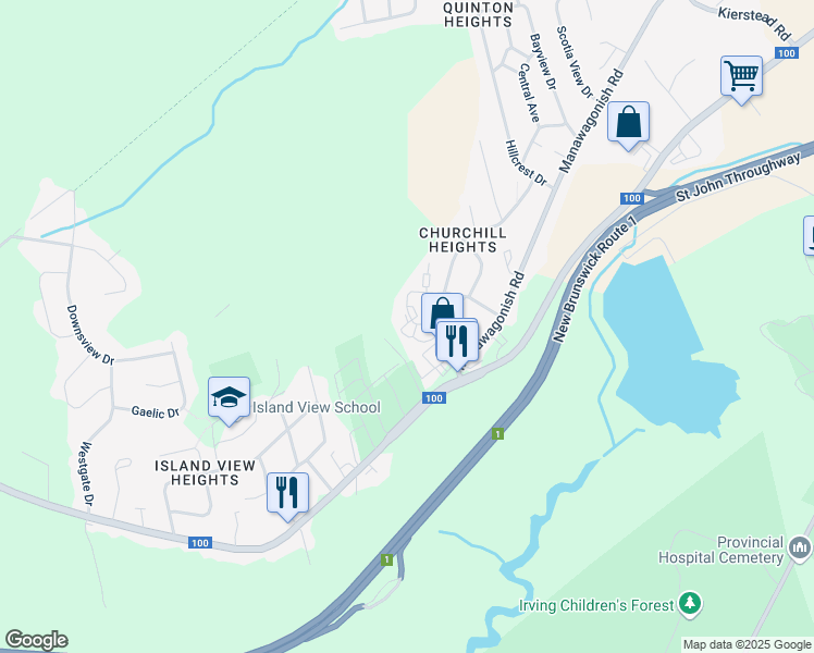 map of restaurants, bars, coffee shops, grocery stores, and more near 49 Ocean Court in Saint John