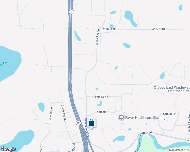 map of restaurants, bars, coffee shops, grocery stores, and more near 16597 61st Street Northeast in Otsego