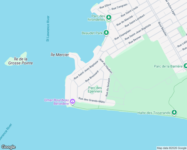 map of restaurants, bars, coffee shops, grocery stores, and more near 119 Rue Brassard in Salaberry-de-Valleyfield