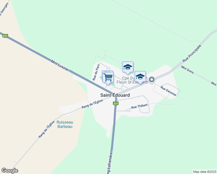 map of restaurants, bars, coffee shops, grocery stores, and more near 405 Montée Lussier in Saint-Édouard