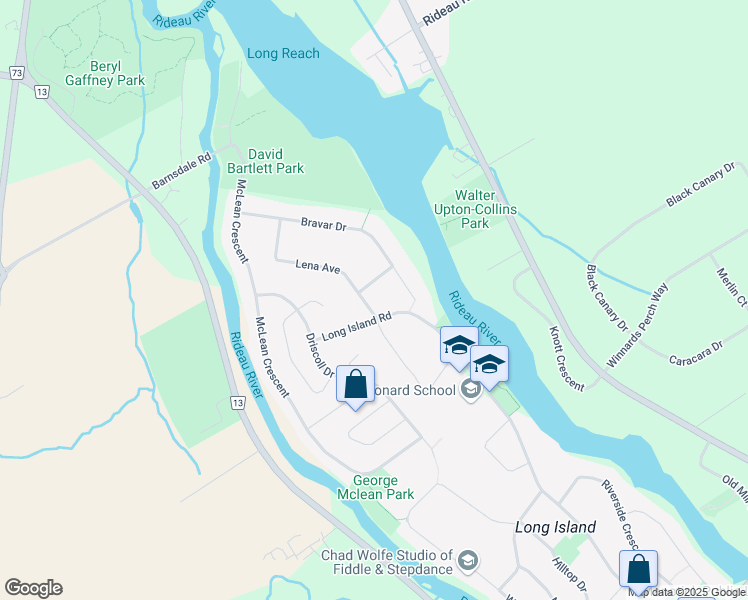 map of restaurants, bars, coffee shops, grocery stores, and more near 1083 Lena Avenue in Ottawa