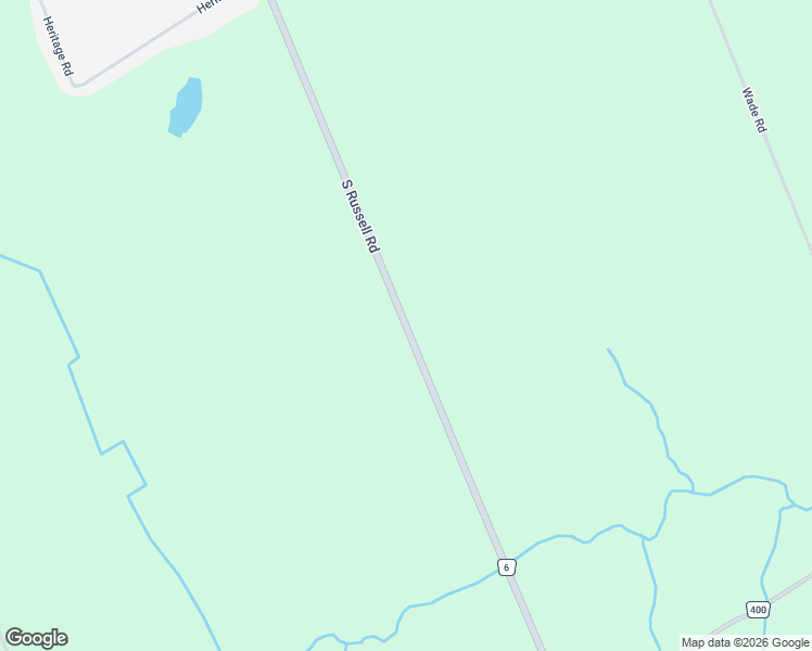 map of restaurants, bars, coffee shops, grocery stores, and more near 1174 South Russell Road in Russell