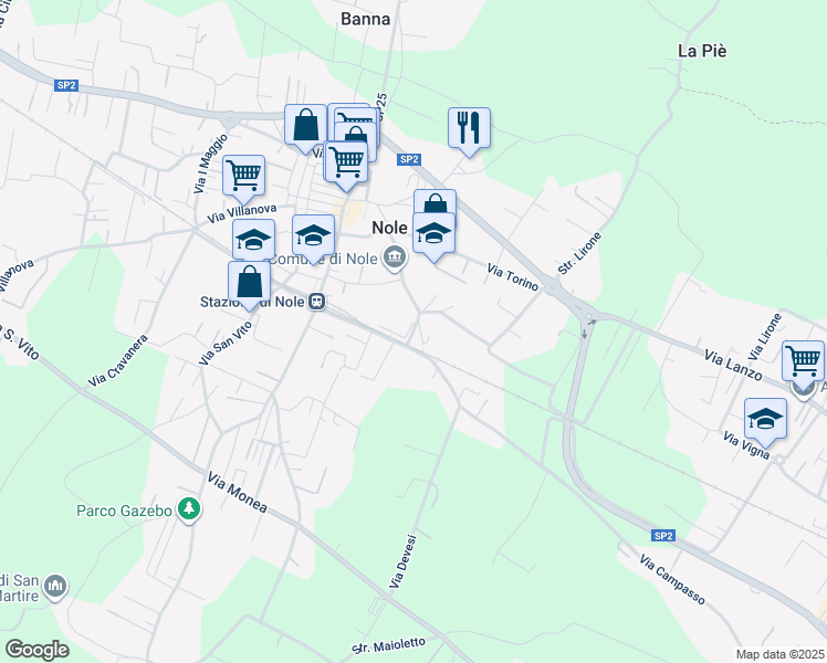 map of restaurants, bars, coffee shops, grocery stores, and more near 20 Via Devesi in Nole