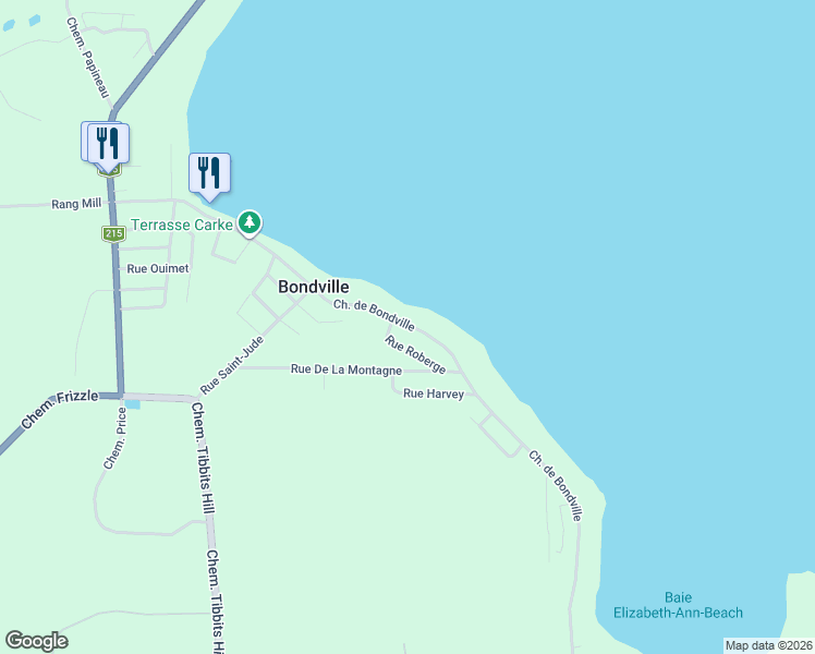 map of restaurants, bars, coffee shops, grocery stores, and more near 328 Rue de Bondville in Knowlton