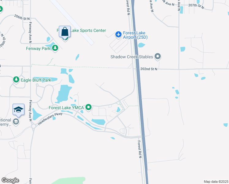map of restaurants, bars, coffee shops, grocery stores, and more near 19987 Fitzgerald Trail North in Forest Lake