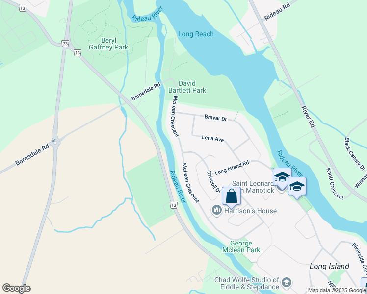 map of restaurants, bars, coffee shops, grocery stores, and more near 5249 McLean Crescent in Ottawa