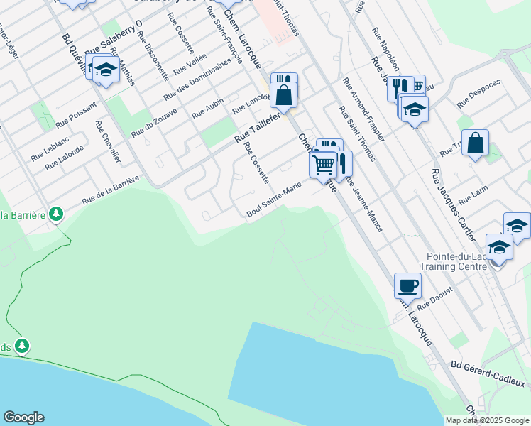 map of restaurants, bars, coffee shops, grocery stores, and more near 2361 Boulevard Sainte-Marie in Salaberry-de-Valleyfield